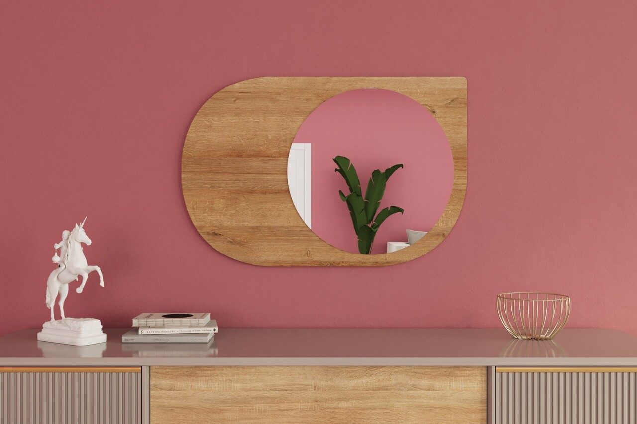 Oglinda decorativa, Siam, Pubble, 60x90x2.2 cm, Maro - 2 | YEO