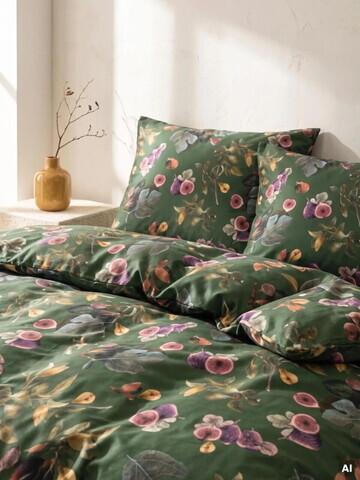 Lenjerie de pat dubla Ambra, Homla, 160x200 cm, 3 piese, bumbac satinat, verde