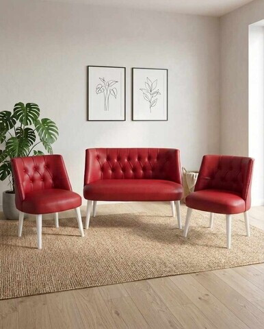 Set fotoliu extensibil și canapea cu 2 locuri (3 piese), Atelier del Sofa, 281ELR1221, Rosu