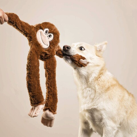 Jucarie de plus pentru caini monkey l, gloria, 45 x 11 x 44 cm, poliester, maro