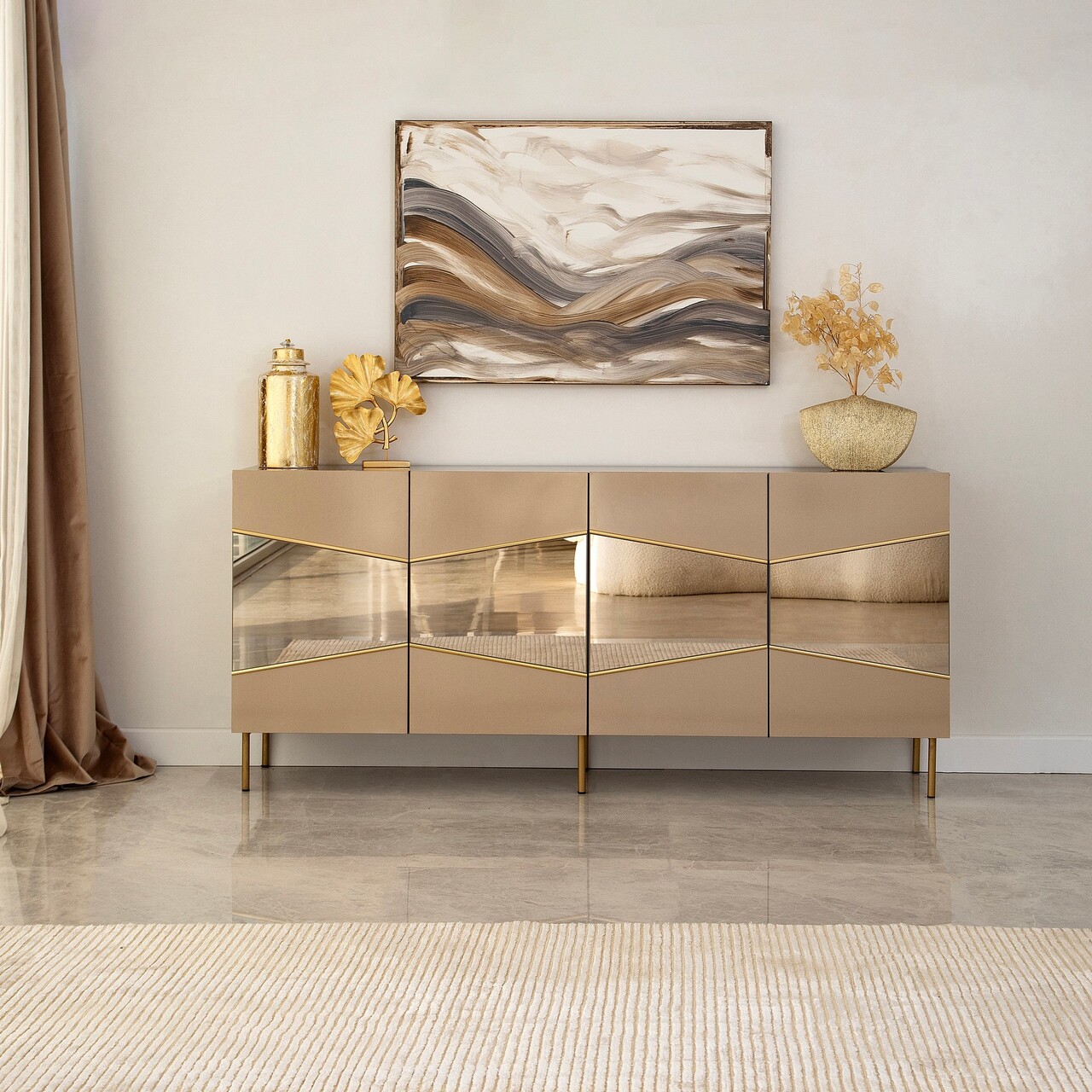 Consola, Neostill, Nice, 180x80x40 cm, MDF , Bronz / Aur - 1 | YEO