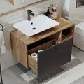 Set Dulap de Baie cu Chiuvetă și Oglindă (2 Piese), Hanah Home, 2474, MDF, Pin Atlantic / Antracit