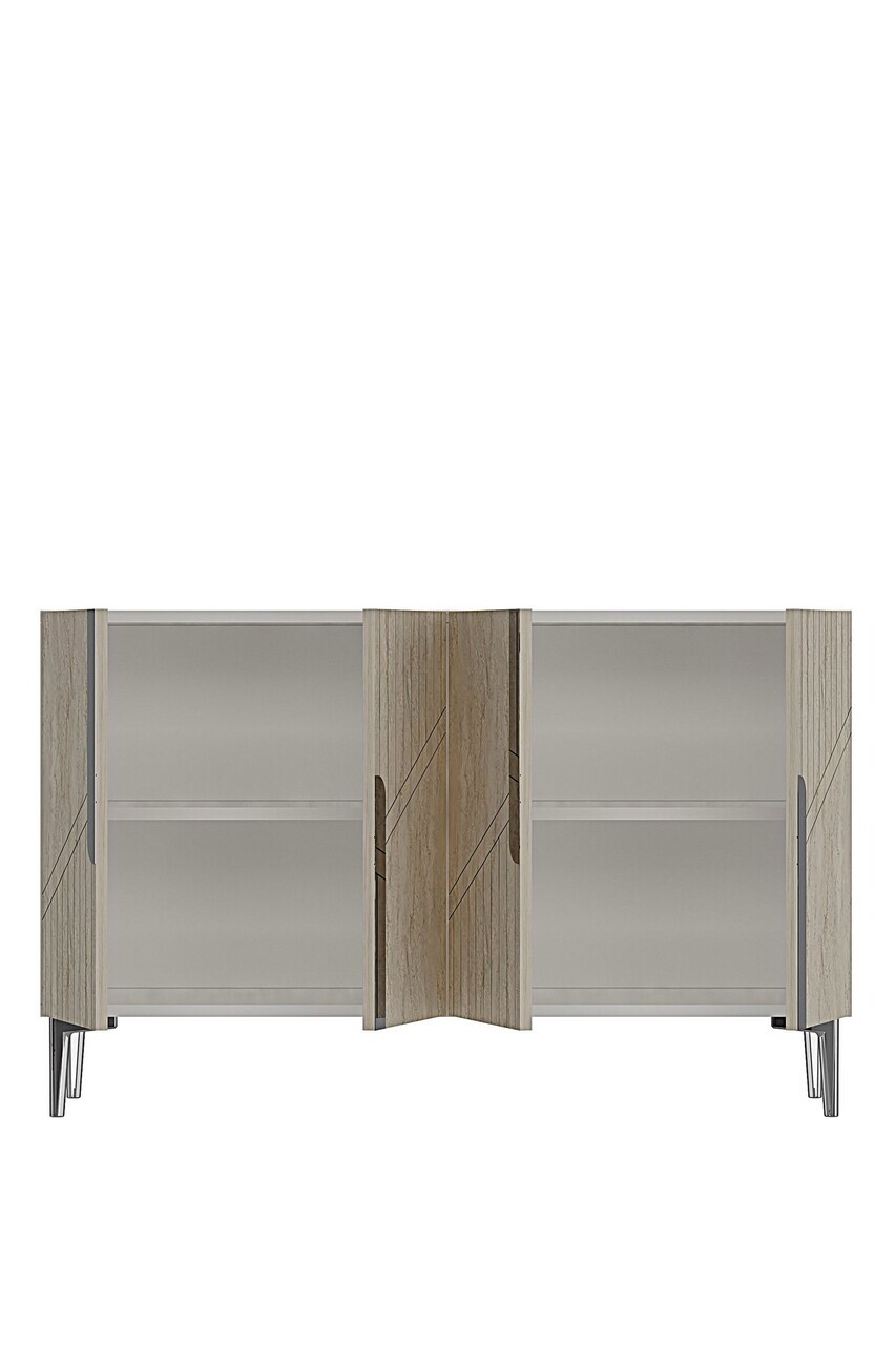 Consola, Hanah Home, Evva 120, 120x75x32 cm, White / Travertine / Silver — imaginea 5