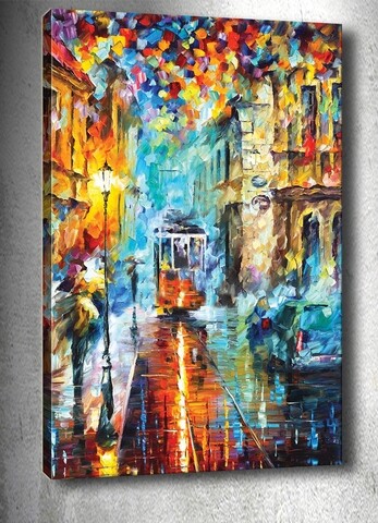 Poza Tablou decorativ 3D Late Night Tram, Tablo center, 40x60 cm, canvas, multicolor