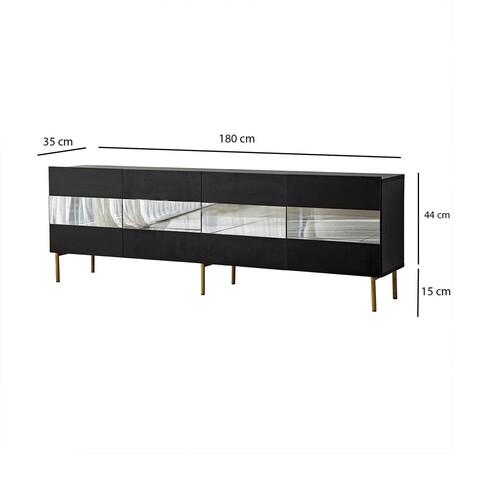 Comoda TV, Neostill, Leon, 180x59x35 cm, PAL, Aur / Fume
