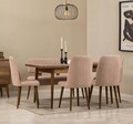 Set masă și scaune extensibile (6 bucăți), Vella, Vina, Nuc / Piatra