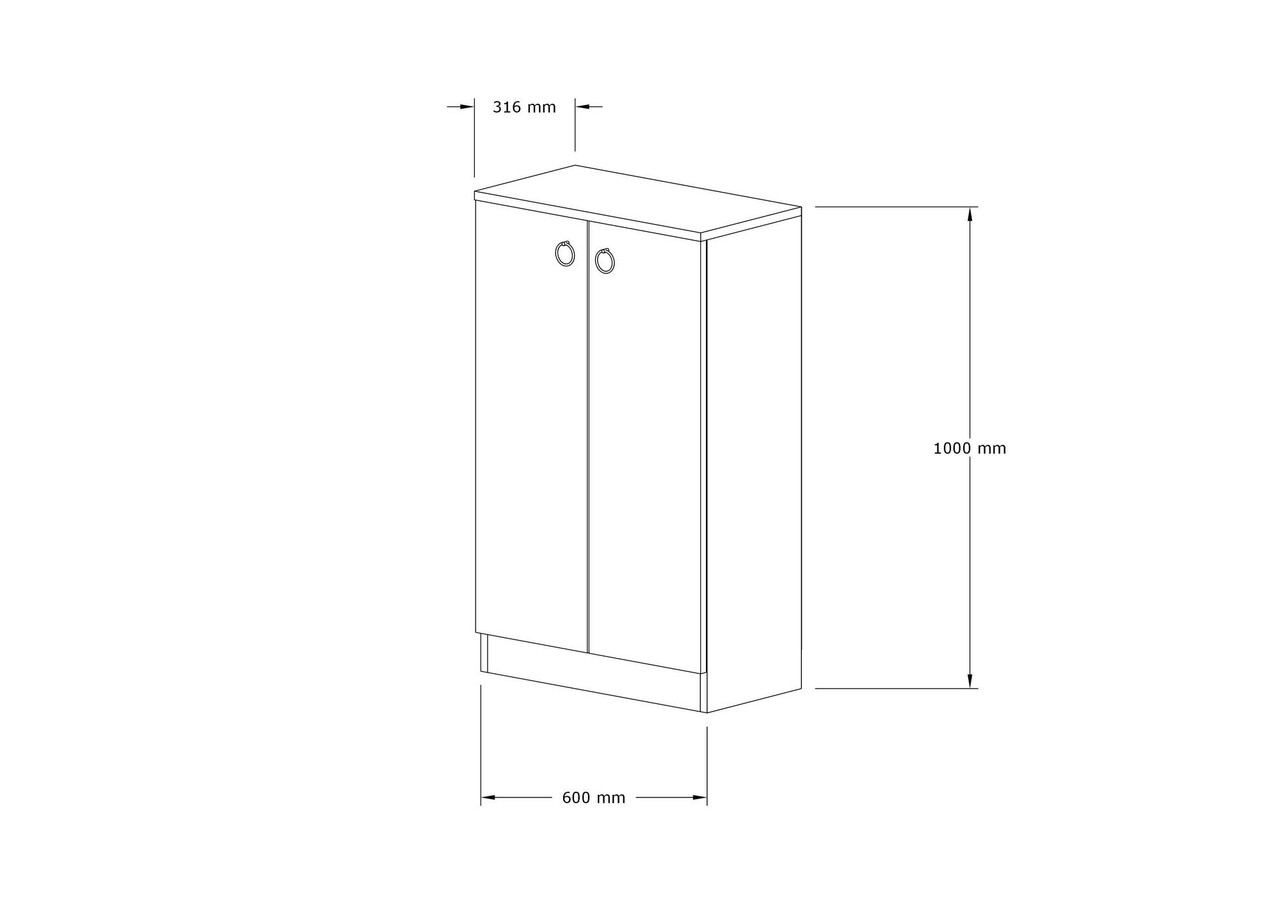 Dulap multifunctional, Puqa Design, Defne, 60x100x31.6 cm, PAL, Maro