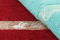 Set prosoape de maini 2 piese, Beverly Hills Polo Club, 409, Bumbac, Albastru Petrol / Roșu Claret