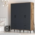 Dulap pentru haine, Hommy Craft, Kumsal TT, 160x47.5x201.4 cm, PAL, Nuc / Antracit