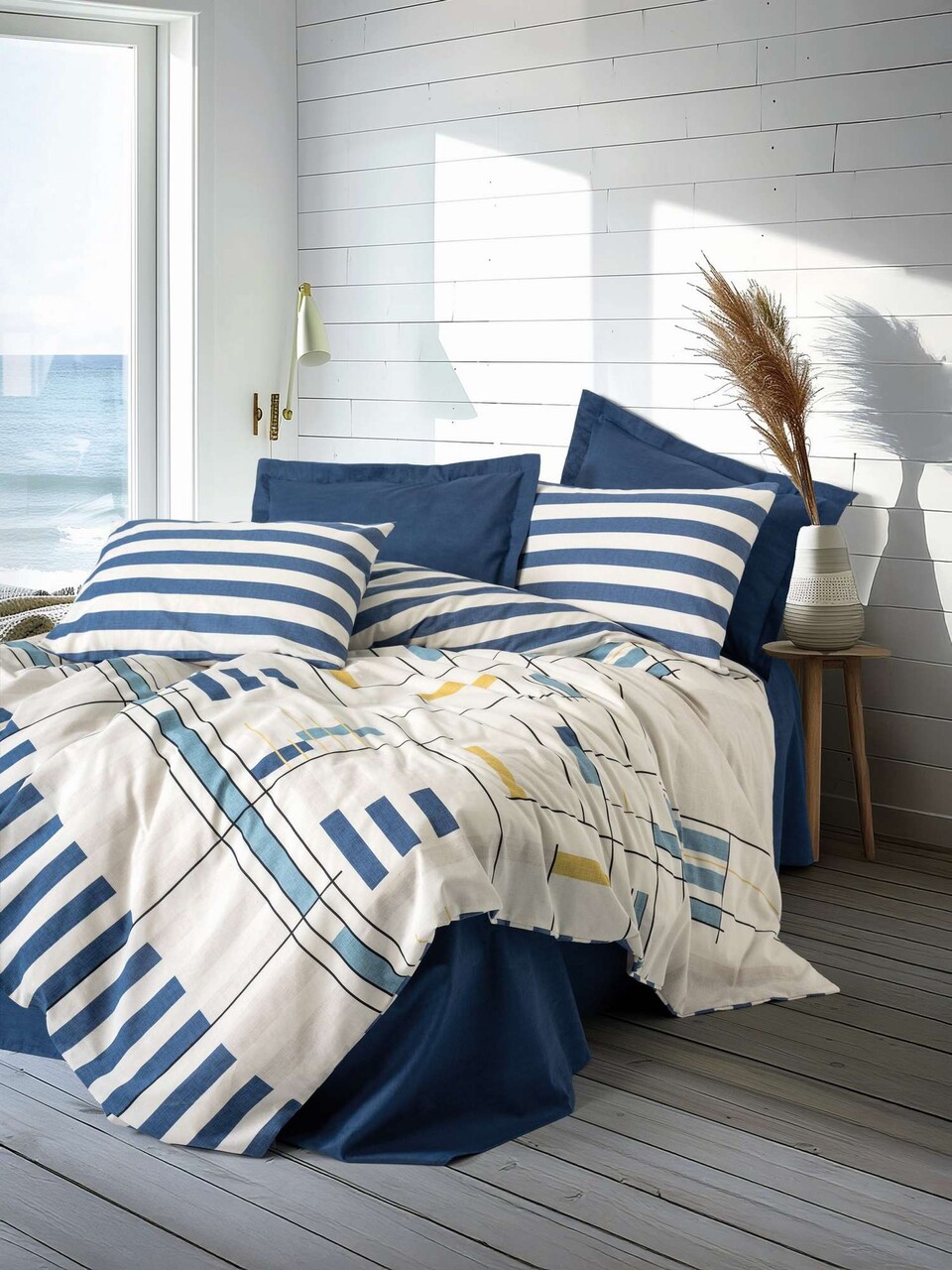 Lenjerie de pat pentru o persoana Single XXL (DE) L'essentiel Maison Lunox Albastru inchis