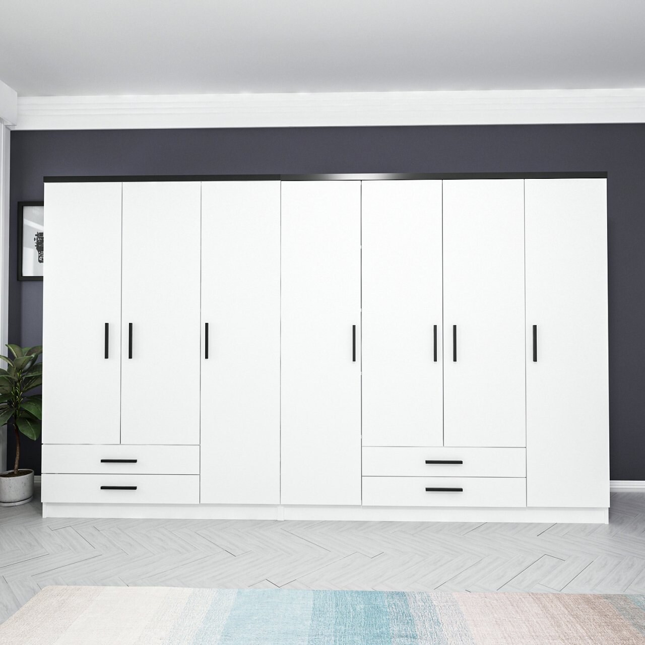 Dulap pentru haine, Minerva, Kale Plus, 315x210x52 cm, PAL, Alb - 1 | YEO