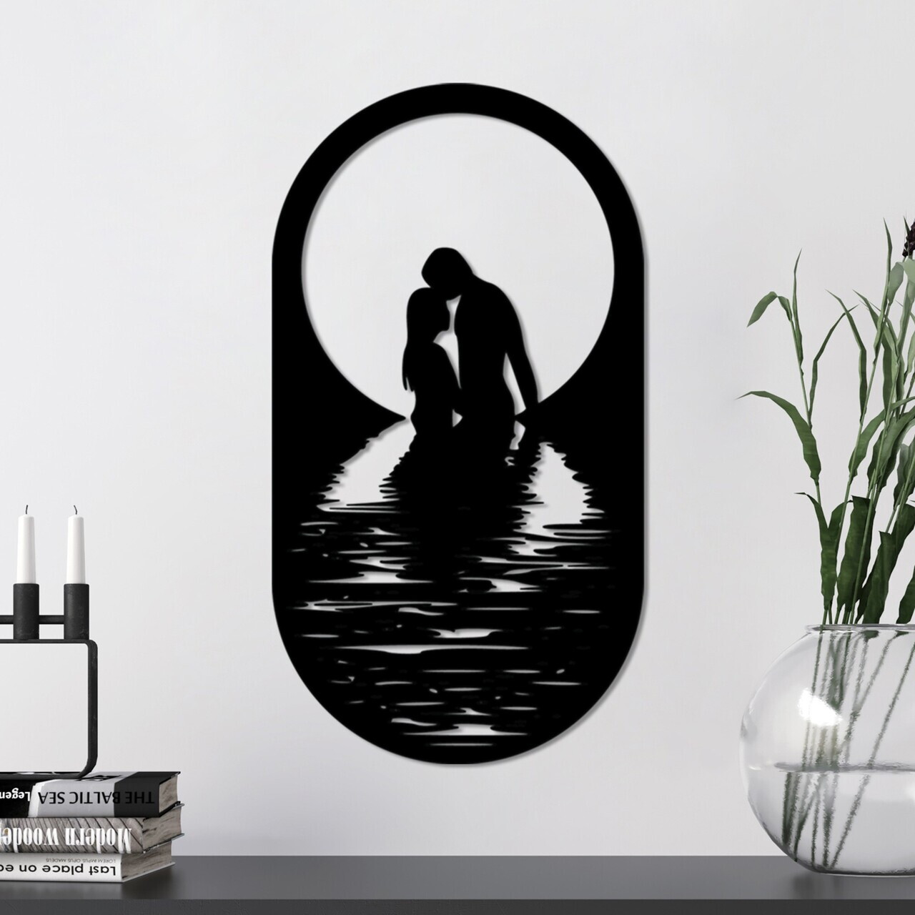 Decoratiune de perete, Romantic, Dimensiuni: 56 x 30 cm, Negru