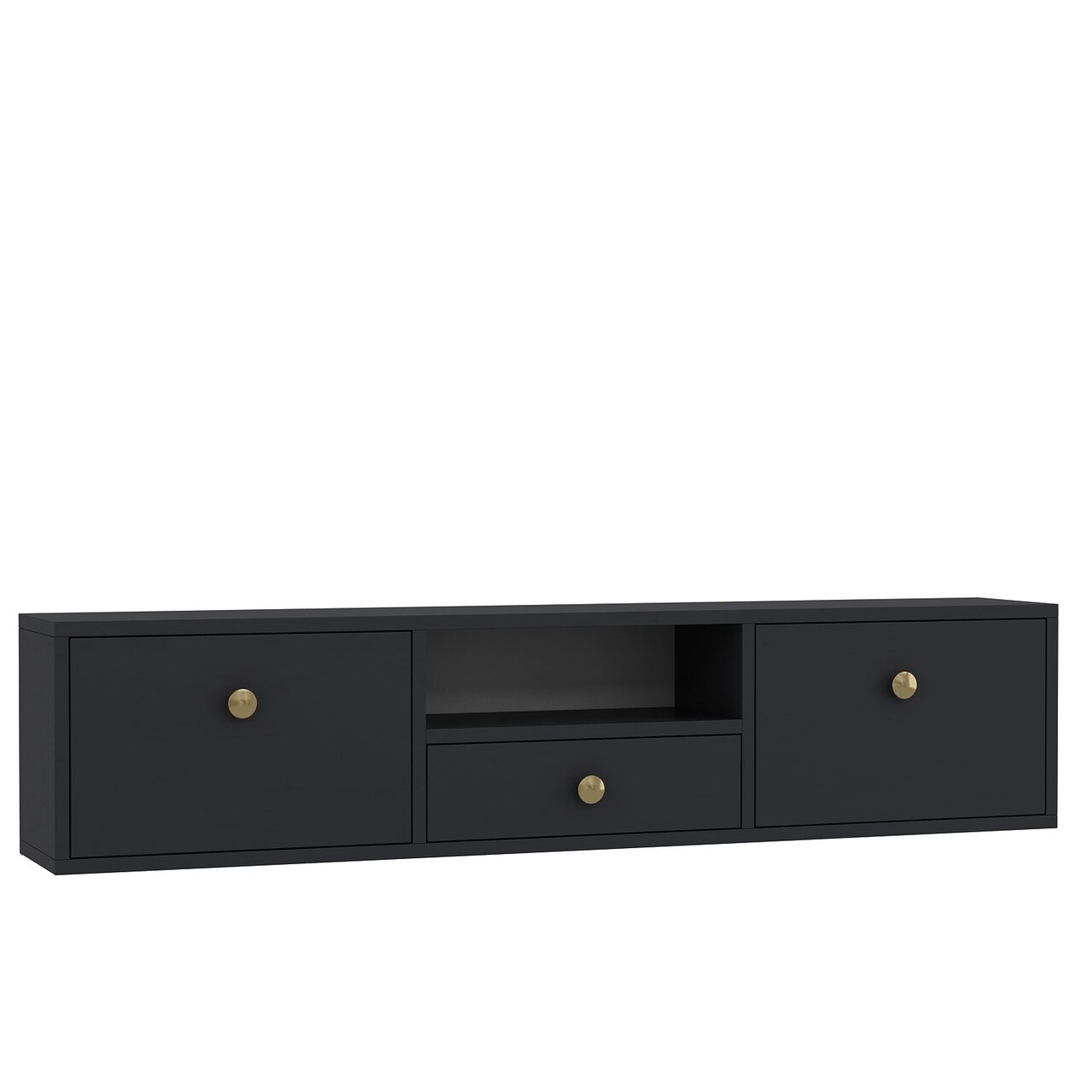 Comoda TV, Hanah Home, 1301-DROP-1, 140x30x30 cm, PAL , Antracit / Aur - view 4