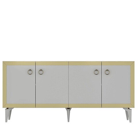 Consola, Olivia, Ponny, 150x40x79 cm, PAL , Alb/Auriu