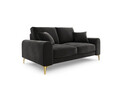 Canapea, Madara, Mazzini Sofas, 2 locuri, gold legs, 172x102x90 cm, catifea, gri inchis