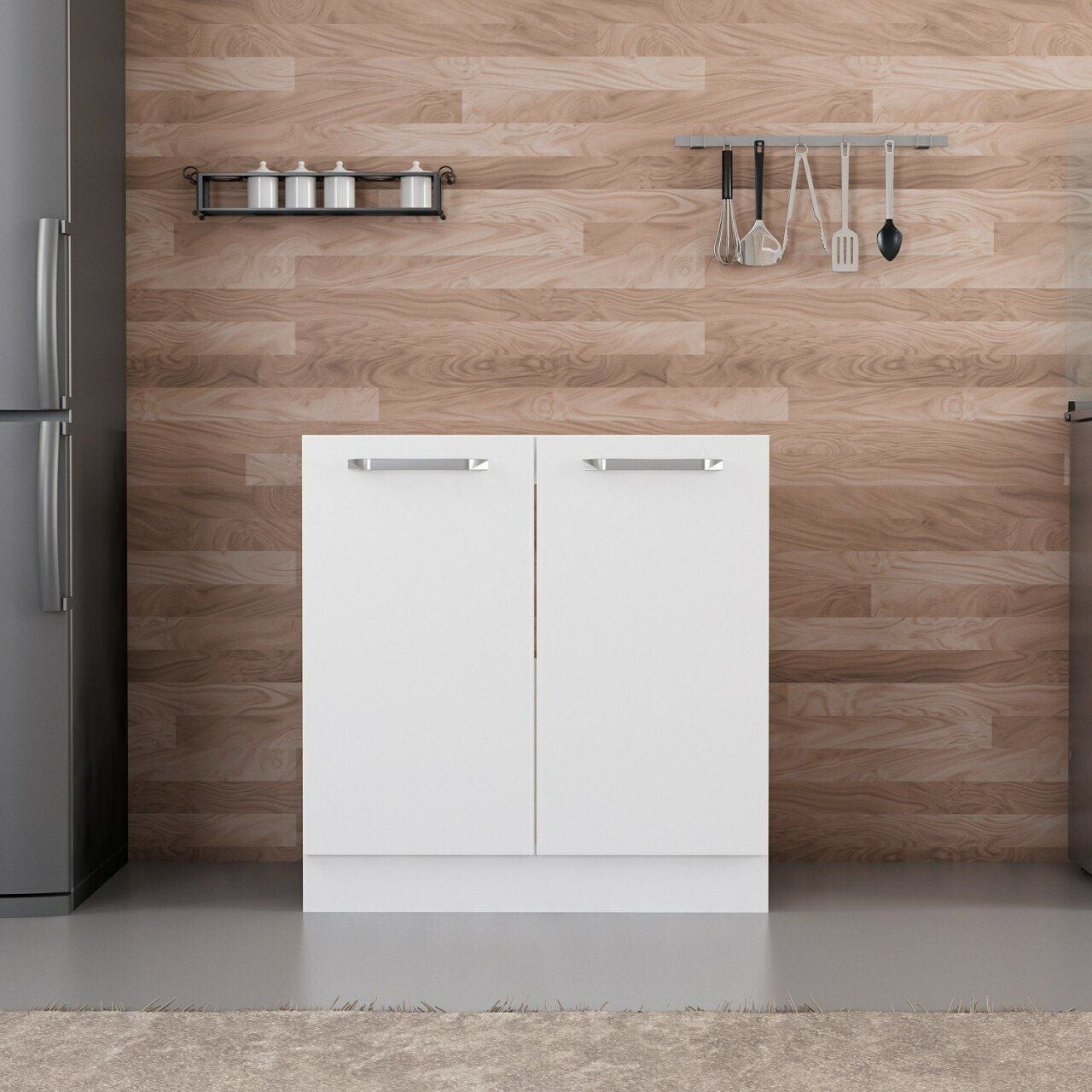 Dulap pentru bucatarie, Hanah Home, Minar, 80x87x58 cm, Alb