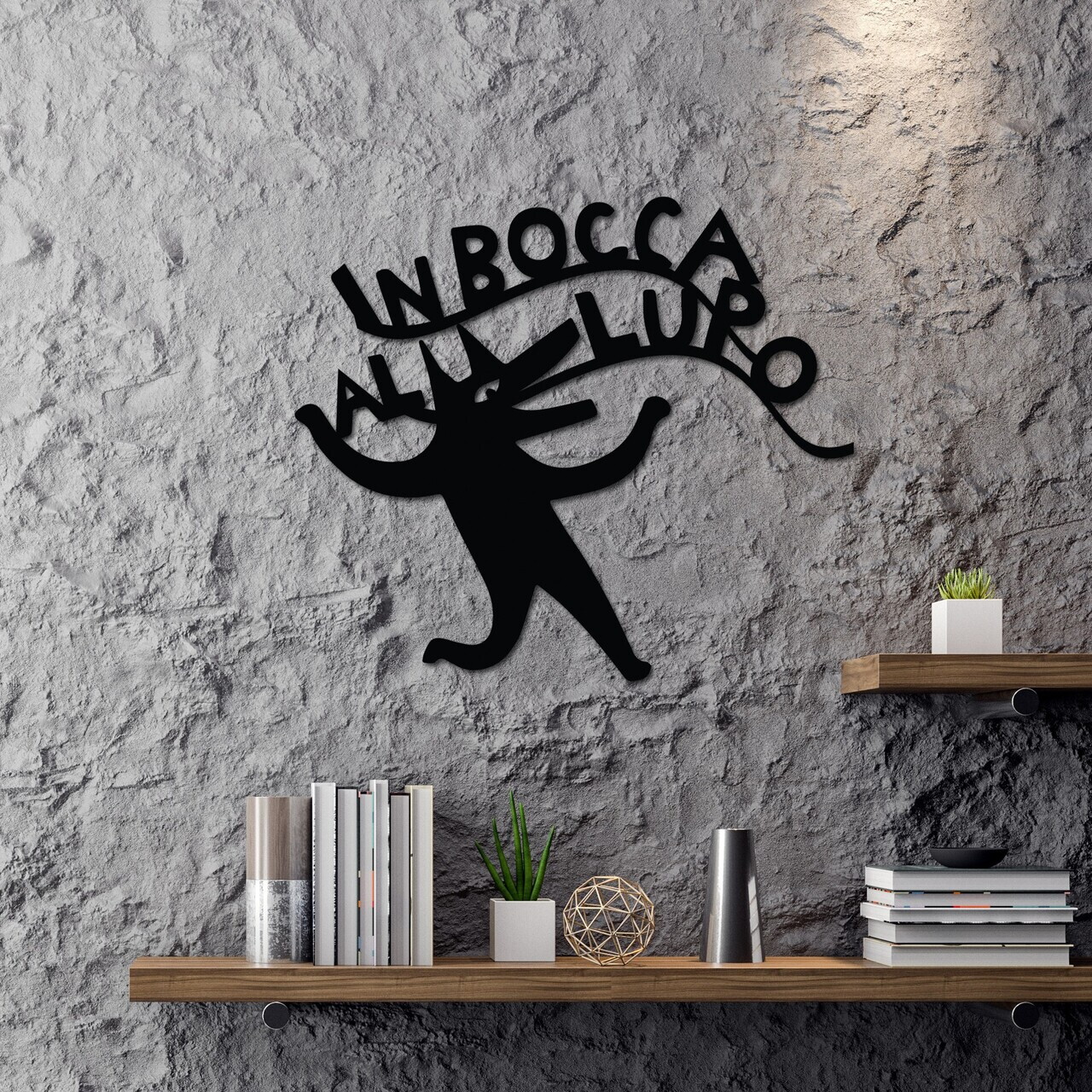 Decoratiune de perete, Lupo 1, Dimensiuni: 56 x 49 cm, Negru — imaginea 3
