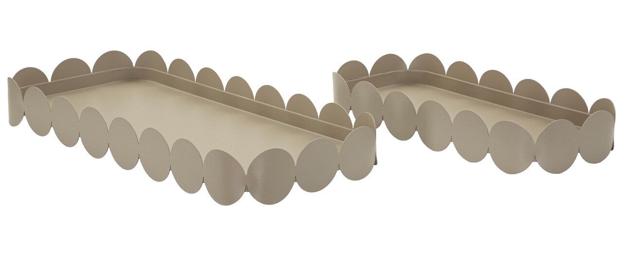 Set 2 tavi decorative, Mauro Ferretti, Saturn, 40x16.5x4.5 cm, metal, gri dove - imagine 6