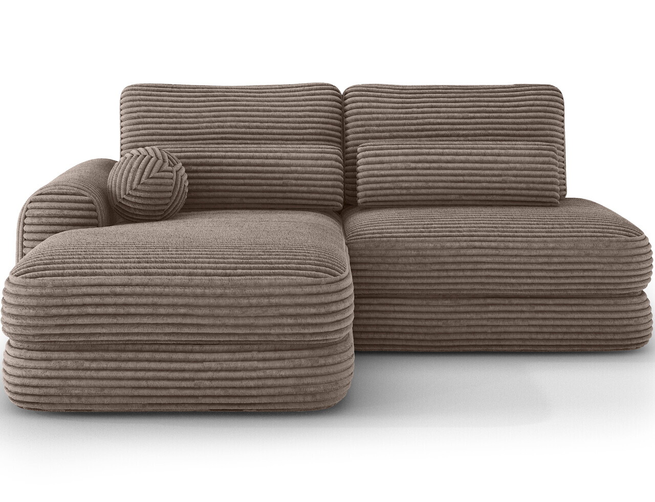 Coltar extensibil stanga 3 locuri ELTAP, Ripeli, 217x175x96 cm, lemn/catifea din poliester, maro deschis — imaginea 4