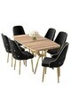 Set masa si scaune (7 piese), Hanah Home, Asel, Hazar / Auriu / Negru