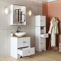 Set Dulap de Baie cu Chiuvetă și Oglindă (3 Piese), Hanah Home, 2409, MDF-LAM, Alb mat