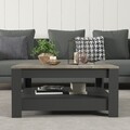 Masuta de cafea, Minima, Grado, 89 x 46 x 89 cm, pal melaminat, gri inchis/stejar