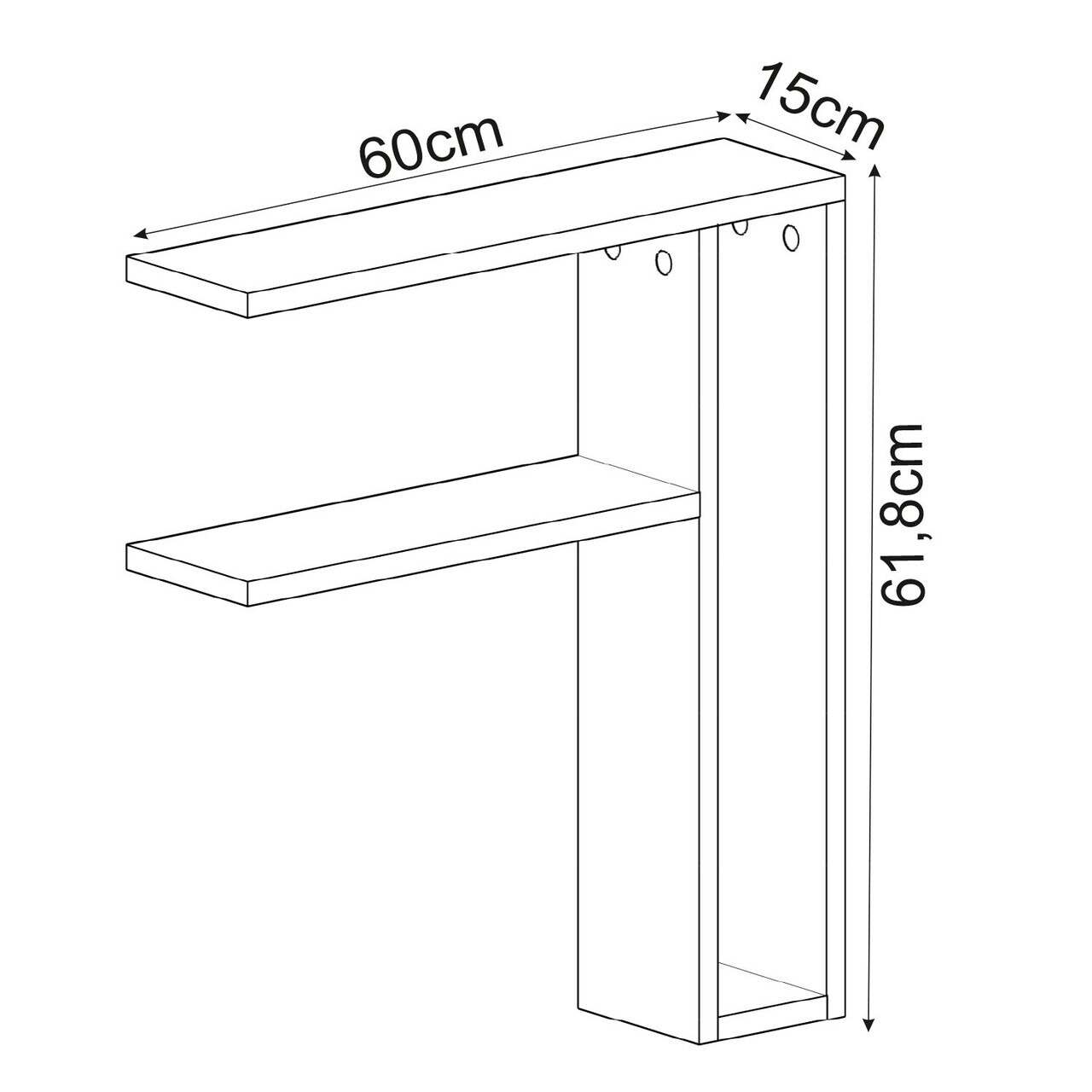 Raft de perete, Hanah Home, Tiny, 60x61.8x15 cm, PAL, Antracit — imaginea 5