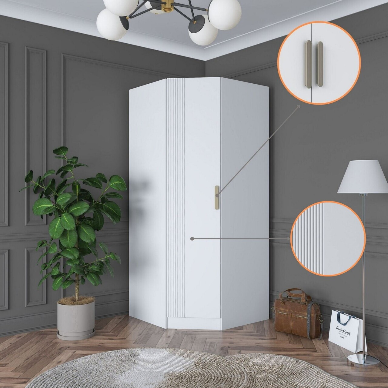 Dulap pentru haine, Hanah Home, BA183, 91x210x57.5 cm, PAL melaminat, Alb - view 3