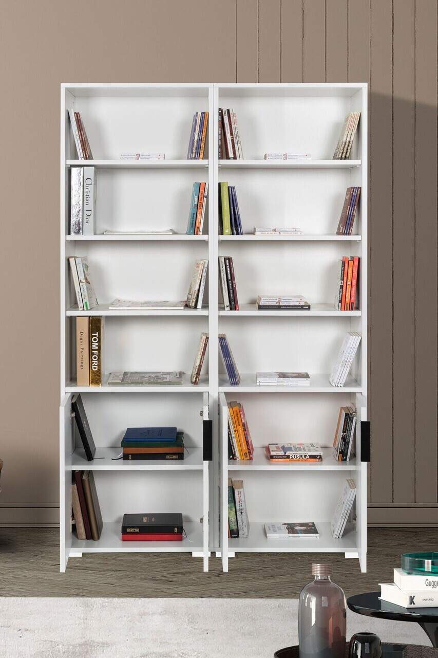 Corp biblioteca, Hanah Home, Evm 8204, 120x187x30 cm, PAL, Alb — imaginea 2