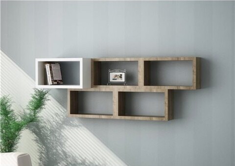 Raft pentru perete brick, moblert, 100.8x18x37.2 cm, alb/maro
