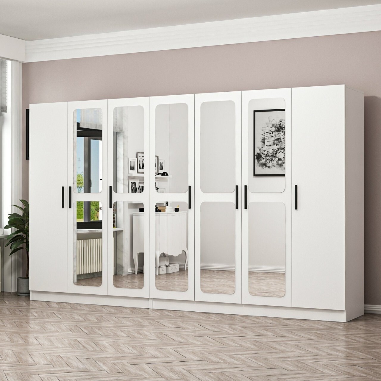 Dulap pentru haine, Minerva, Kale, 315x190x52 cm, PAL, Alb - 1 | YEO
