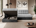 Coltar extensibil stanga 3 locuri ELTAP, LT-84MO-97MO, Blezalt, 240x150x82 cm, lemn/poliester, gri deschis/gri inchis