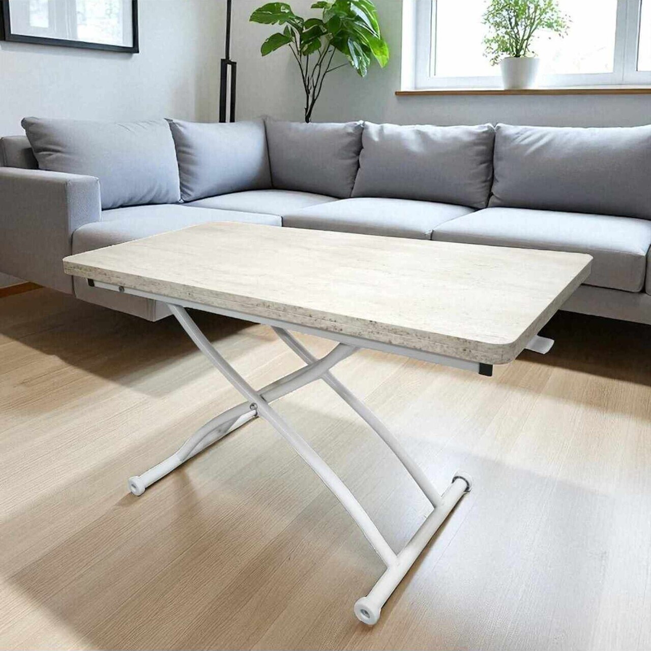 Masuta de cafea, Hanah Home, Juppo Ext, MDF, Travertin / Alb — imaginea 2