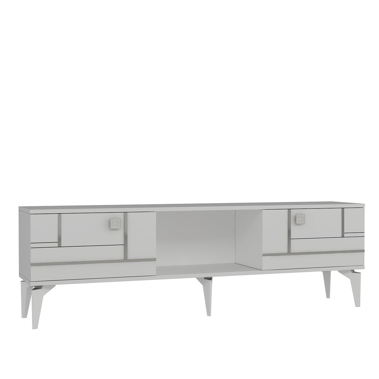 Comoda TV, Olivia, Madera, Alb / Argintiu - 3 | YEO
