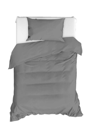 Lenjerie de pat pentru o persoana (ES), Fresh Color - Grey, Mijolnir, Bumbac Ranforce