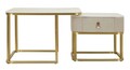 Set 2 masute de cafea Beauty, Mauro Ferretti, 70x70x48 cm, 50x50x43.5 cm, lemn de pin/MDF/metal, crem/auriu