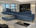 Coltar extensibil stanga 4 locuri ELTAP, LT-40RAQ, Eridano, 275x202x88 cm, lemn/poliester, albastru inchis