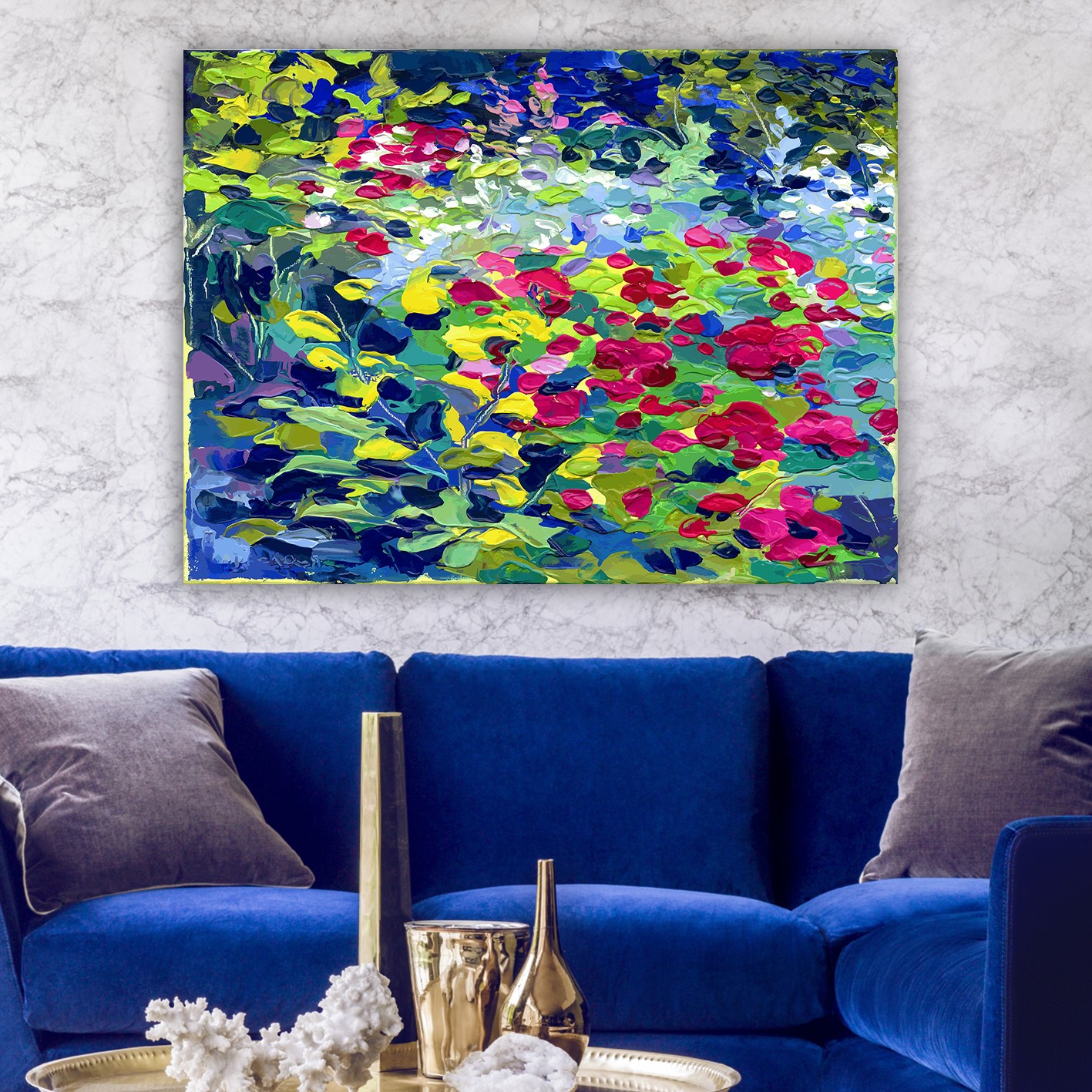 Tablou decorativ, 89378563_70100, Canvas, Rama din lemn (grosime 3 cm), Multicolor