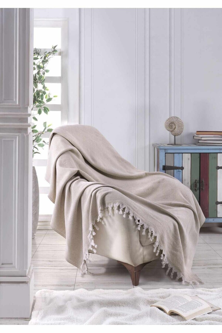 Cuvertura de pat, L'essentiel Maison, 150, Bumbac, Bej — imaginea 2