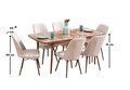 Extendable Dining Table & Chairs Set (7 Pieces), Hanah Home, Lidyana, Frame: 70% HORNBEAM/30% MELAMINE COATED CHIPBOARD, Crem