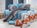 Lenjerie de pat dubla, 4 piese, amestec bumbac, Nazenin Home, Kerry Turquoise, multicolora