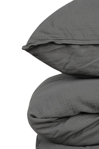 Lenjerie de pat dubla King (FR), 3 piese, Müslin Stonewashed - Castle Rock, Limasso, Bumbac - 2 | YEO