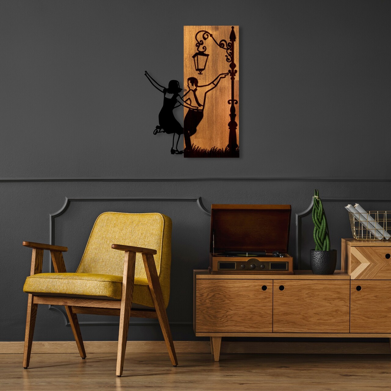 Decoratiune de perete, La La Land, Lățime: 42 cm, Nuc / Negru - view 4