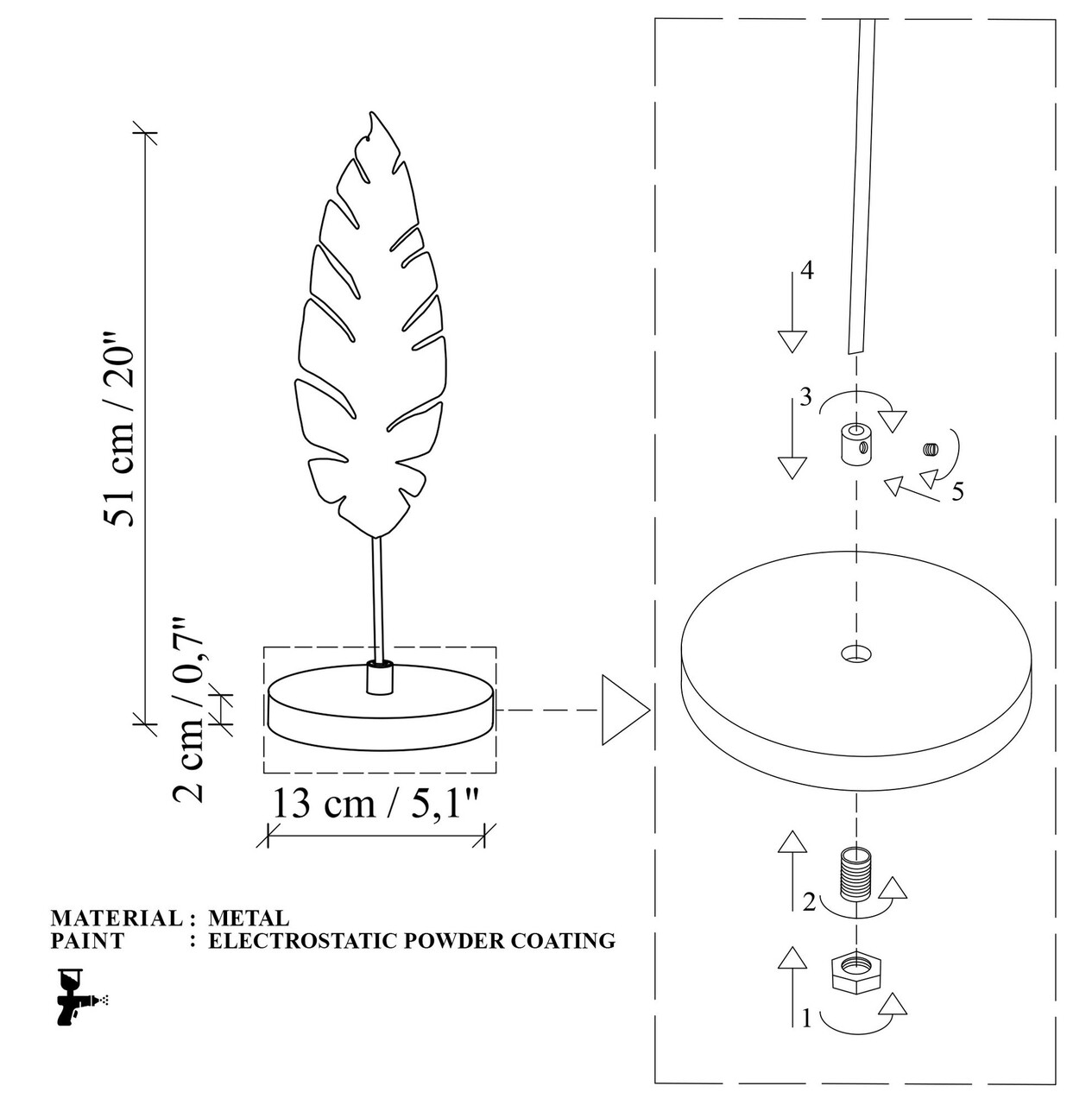 Decoratiune, Dm-003-A, 51x13x13 cm, Cupru/Negru - imagine 5