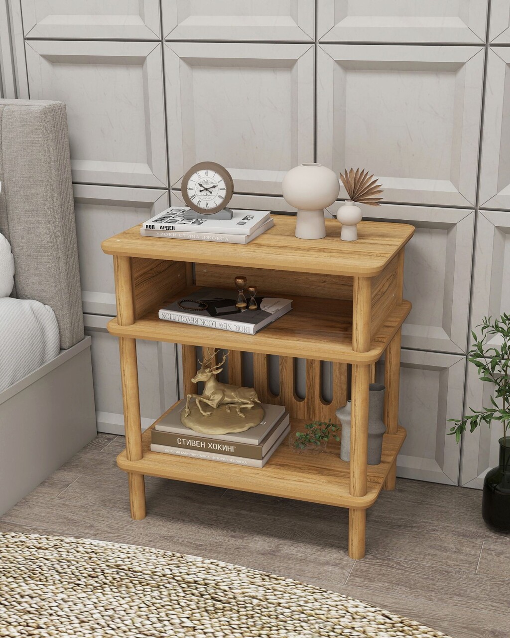 Masuta, Hanah Home, Bella, 58x64x38 cm, Stejar - imagine 3
