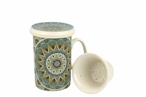 Cana cu infuzor Tribal, Duo, 320 ml, portelan, multicolor