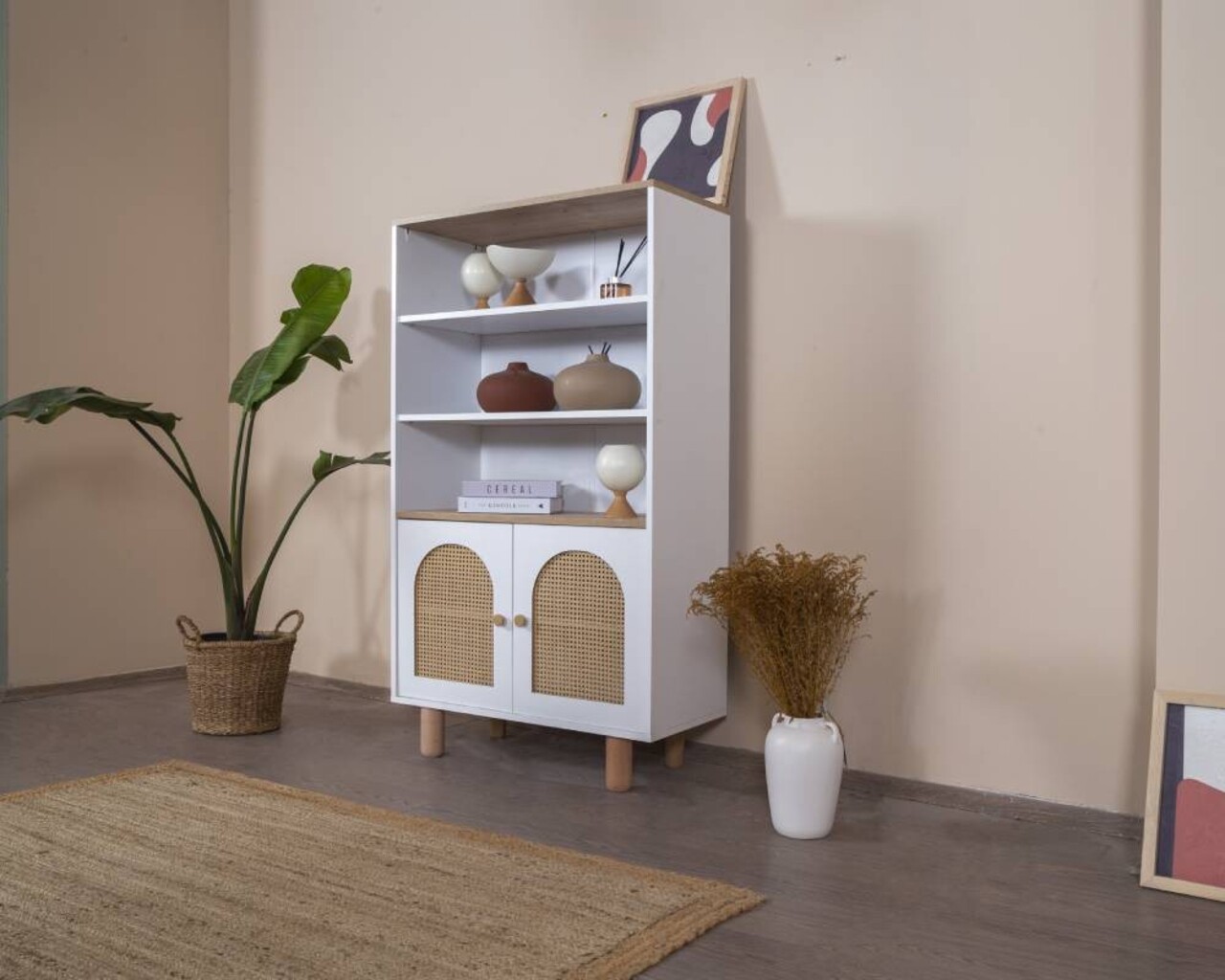 Corp biblioteca, Wolina, Bohem, 90x158x41 cm, Stejar alb - 2 | YEO
