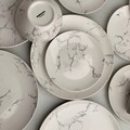 Serviciu de masa 12 piese, Sabichi, Marble, portelan, alb/gri