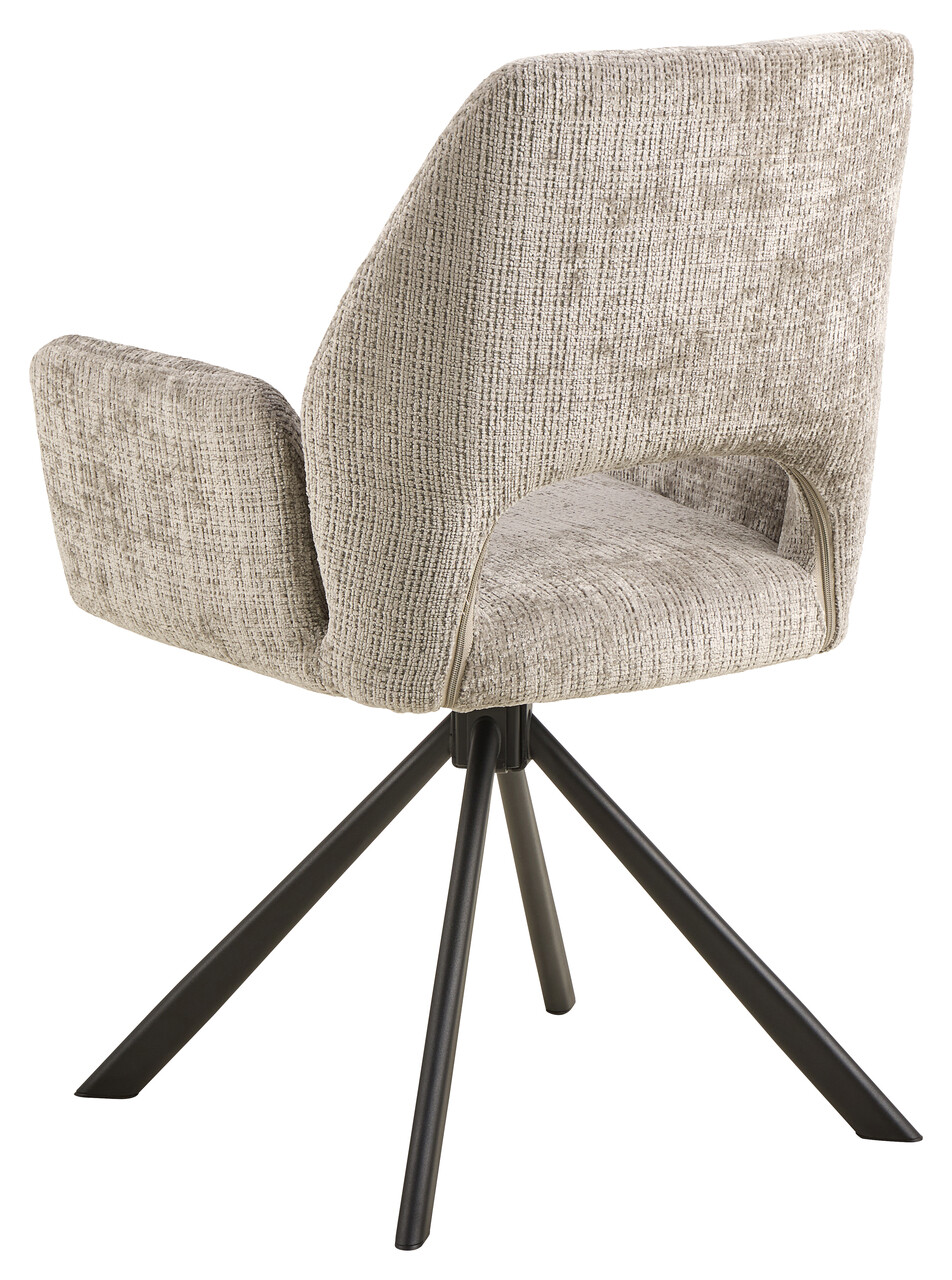 Scaun Graham, Actona, 59x62x87 cm, rotativ, tesatura Chenille/otel, gri