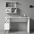 Set birou si biblioteca, Hommy Craft, Extra 2, 120x78.8x60 cm, Alb/Negru